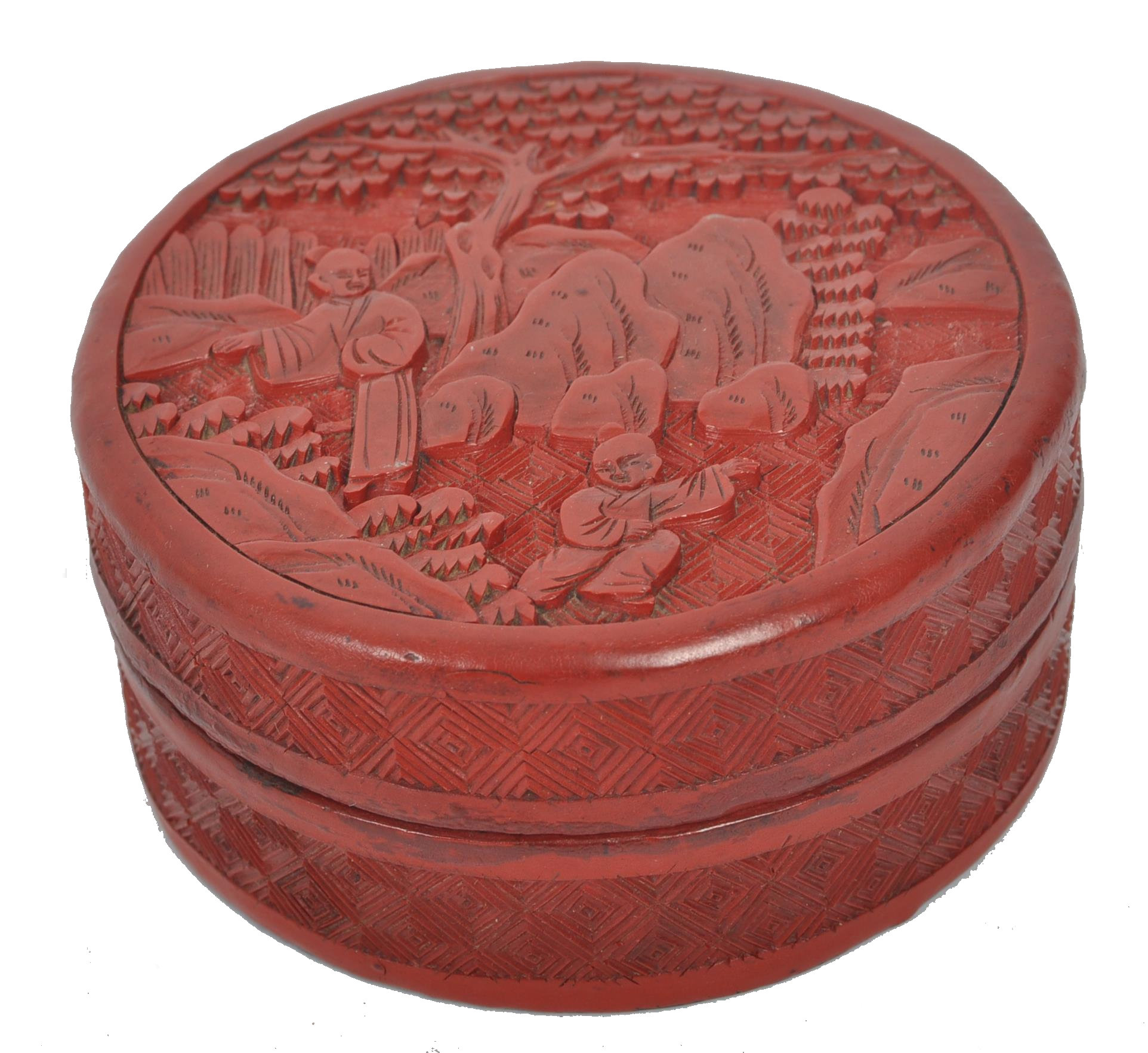 19TH CENTURY CHINESE CIRCULAR CINNABAR LACQUER BOX
