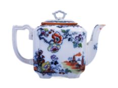 VICTORIAN CHINOISERIE DECORATED TEAPOT WITH PAGODA SCENE