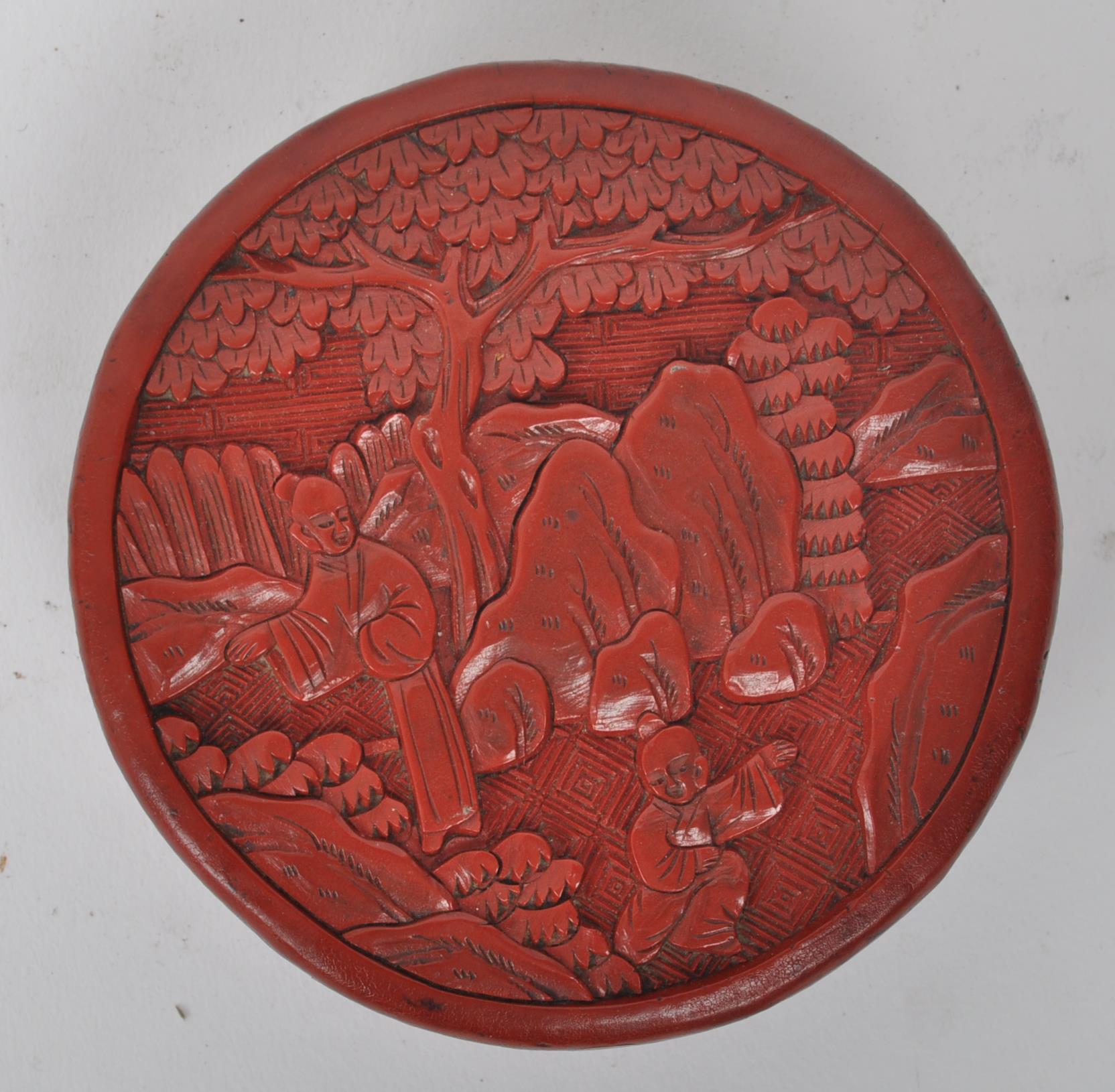 19TH CENTURY CHINESE CIRCULAR CINNABAR LACQUER BOX - Image 2 of 5