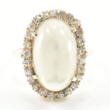 MOONSTONE & DIAMOND CLUSTER RING