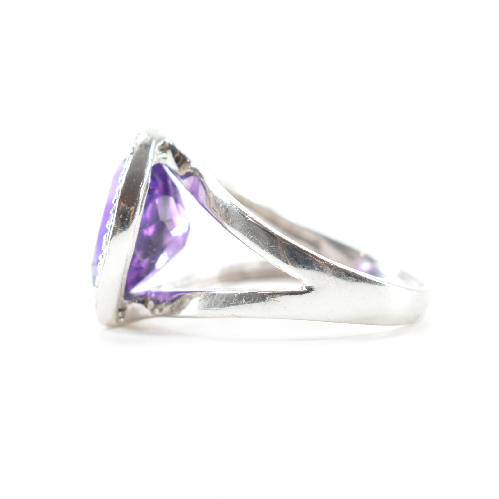 FRENCH 18CT WHITE GOLD AMETHYST & DIAMOND COCKTAIL RING - Image 2 of 9