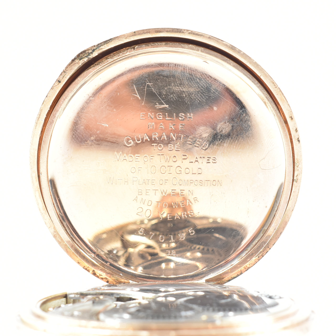 VINTAGE GOLD PLATED MOON POCKET WATCH - Image 6 of 9