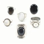 COLLECTION OF ASSORTED SILVER STONE SET RINGS