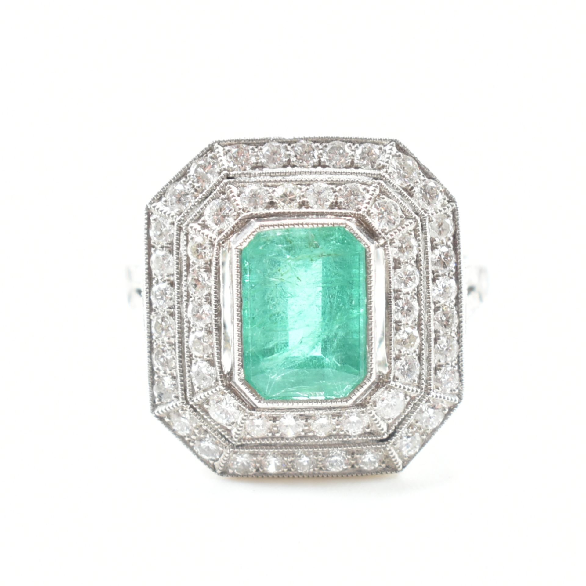 EMERALD & DIAMOND PANEL RING