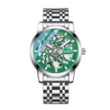 TALIS CO. 7820 AUTOMATIC STAINLESS STEEL SKELETON DIAL WRISTWATCH
