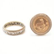 TWO HALLMARKED 9CT GOLD RINGS & KRUGERRAND