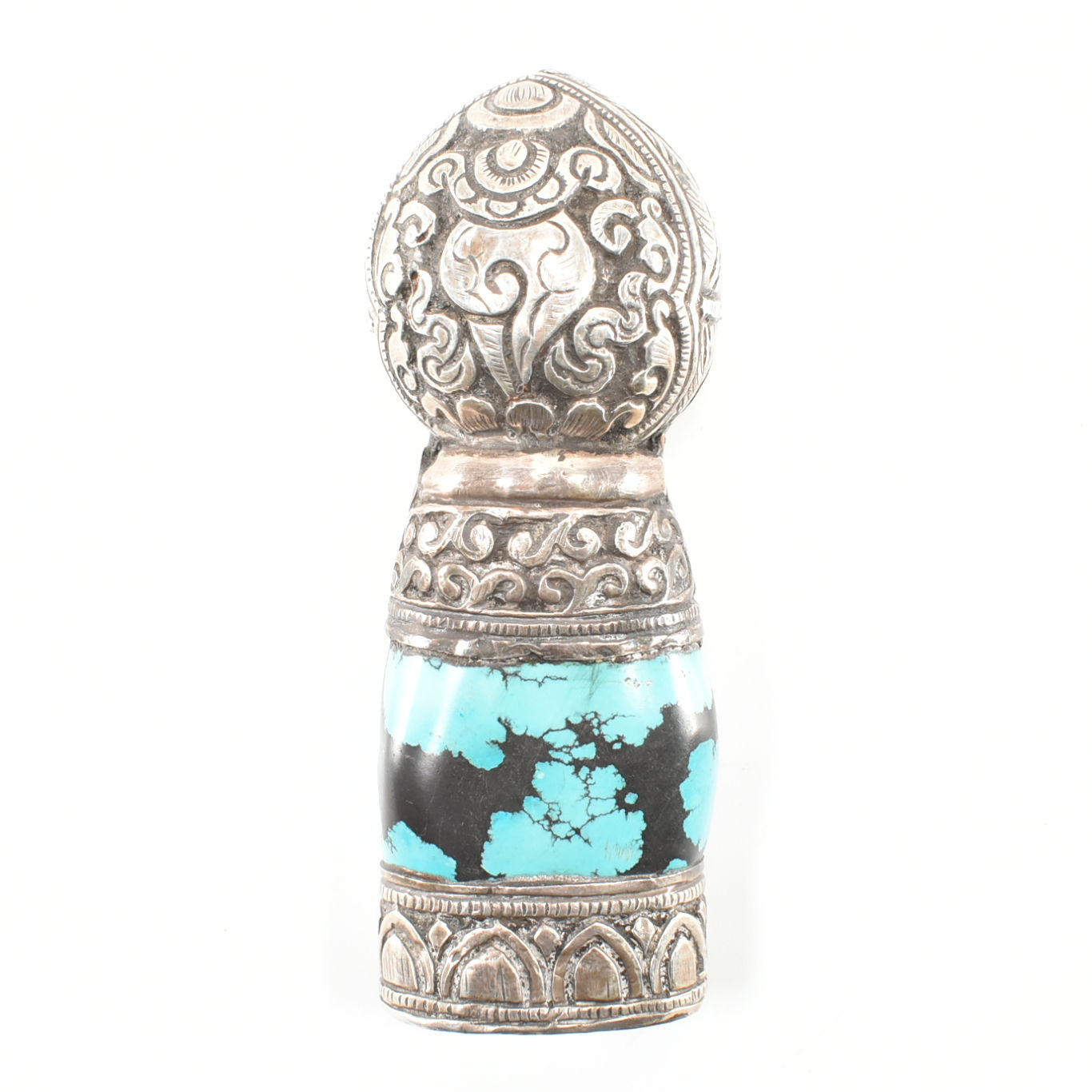 TIBETAN SILVER & TURQUOISE PERSONAL SEAL