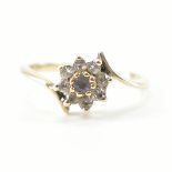 HALLMARKED 9CT GOLD & TOPAZ HALO RING