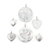 COLLECTION OF ASSORTED SILVER LOCKETS & NECKLACE PENDANTS
