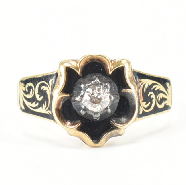 HALLMARKED VICTORIAN 18CT GOLD & DIAMOND MEMORIAL RING - Image 2 of 10