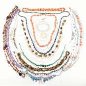 COLLECTION OF ASSORTED STONE & BEAD NECKLACES