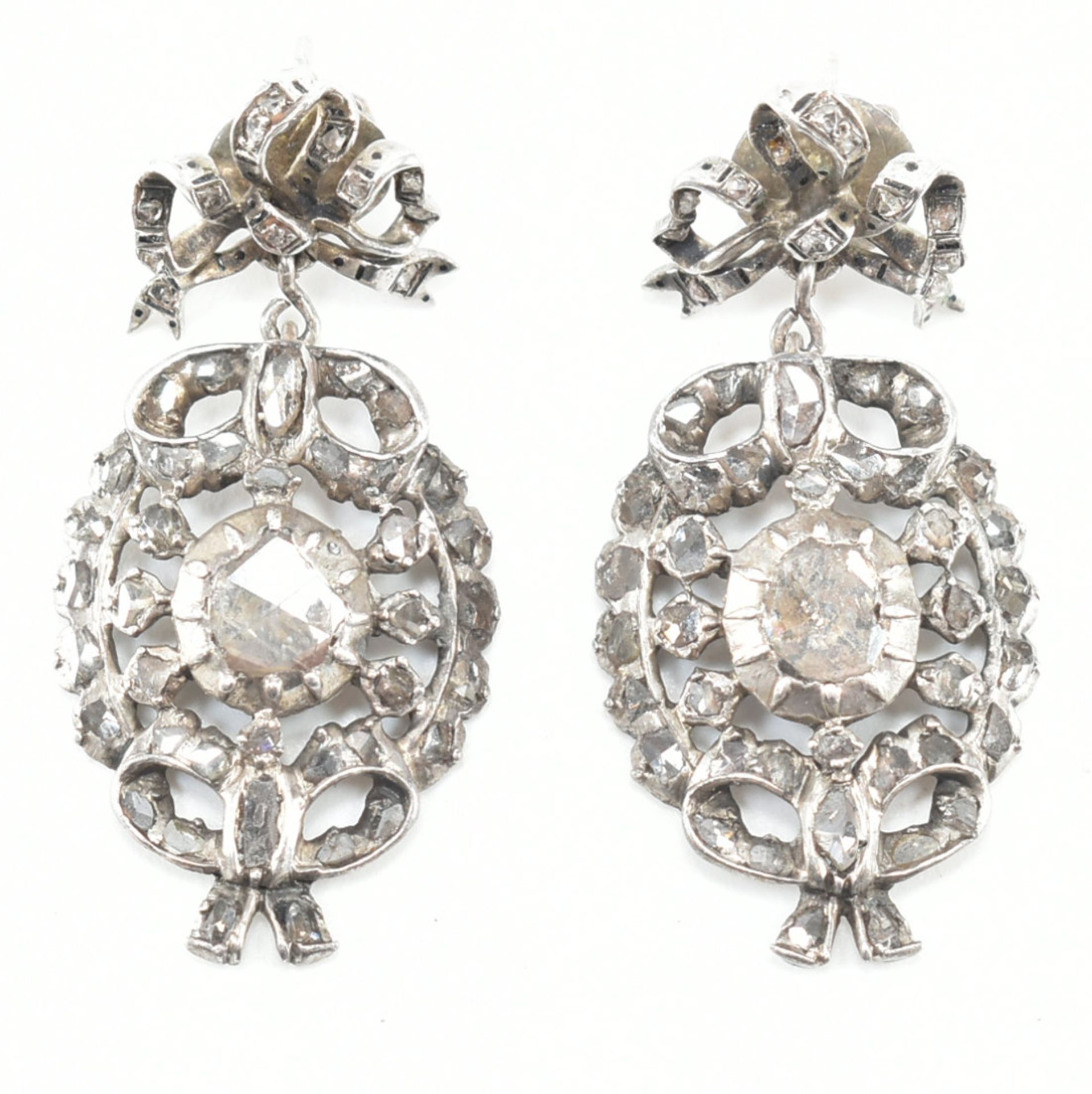 GEORGIAN DIAMOND PENDANT EARRINGS - Image 3 of 4