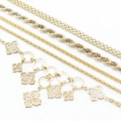 COLLECTION OF ASSORTED GOLD ON SILVER CHAIN NECKLACES
