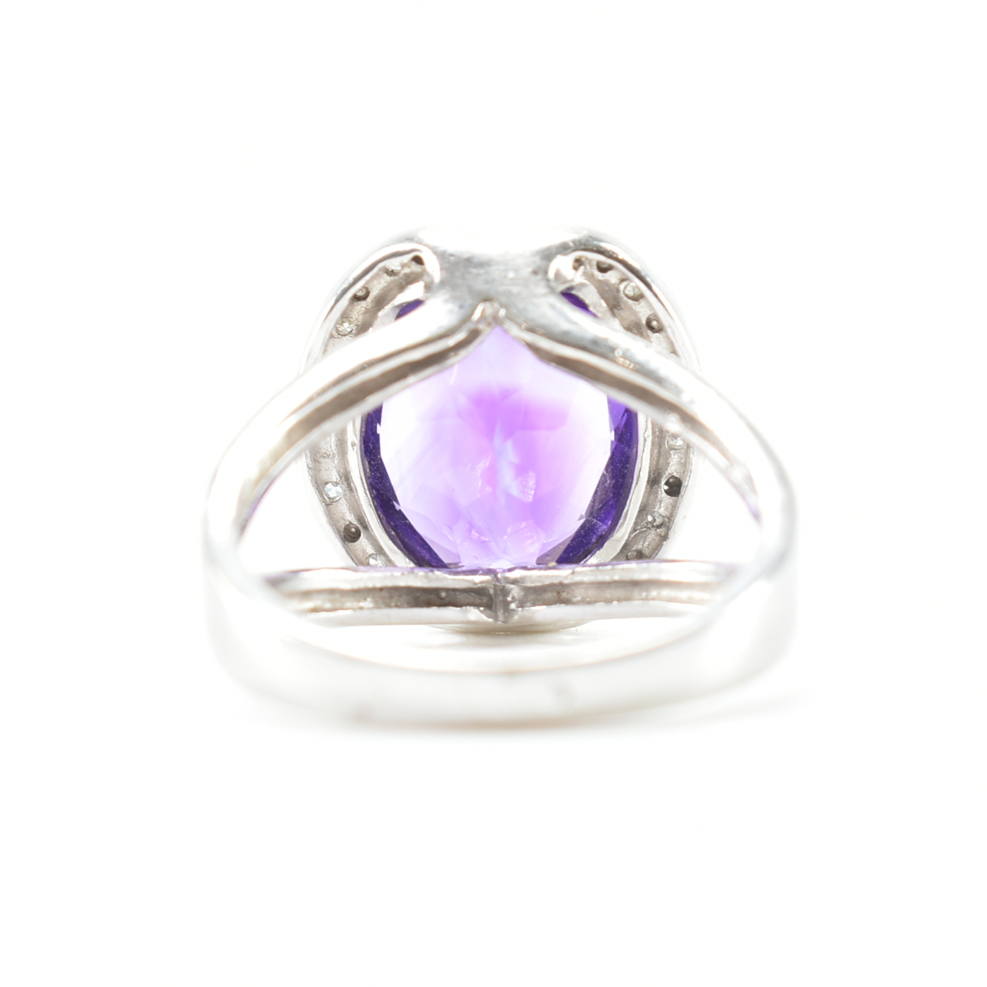 FRENCH 18CT WHITE GOLD AMETHYST & DIAMOND COCKTAIL RING - Image 4 of 9