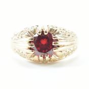 HALLMARKED 9CT GOLD & RED STONE SOLITAIRE RING