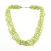 VINTAGE 14CT GOLD & PERIDOT MULTI STRAND BEAD NECKLACE