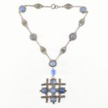 ANTIQUE SILVER FILIGREE & BLUE STONE NECKLACE