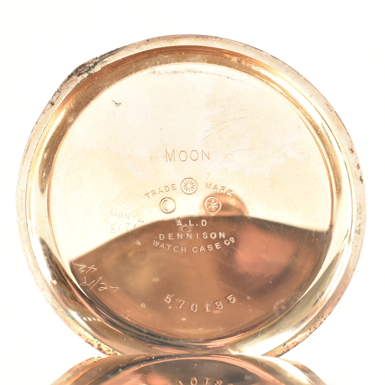 VINTAGE GOLD PLATED MOON POCKET WATCH - Image 7 of 9