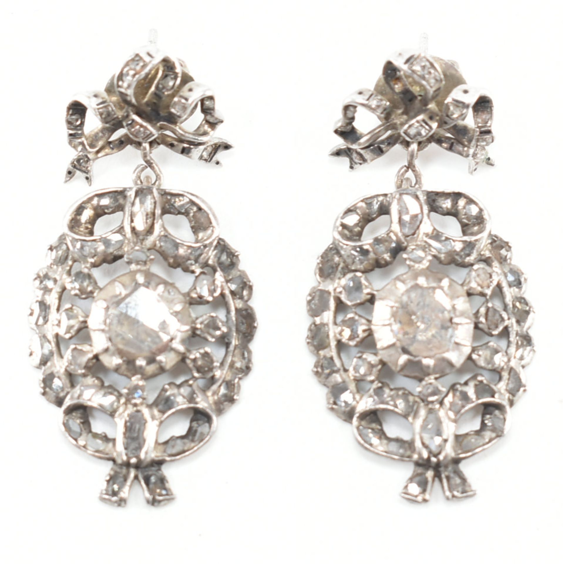 GEORGIAN DIAMOND PENDANT EARRINGS - Image 2 of 4