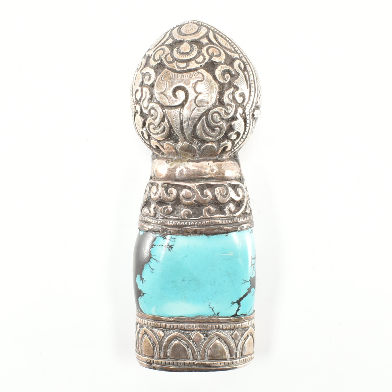 TIBETAN SILVER & TURQUOISE PERSONAL SEAL - Image 3 of 7