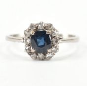 18CT WHITE GOLD SAPPHIRE & DIAMOND HALO RING