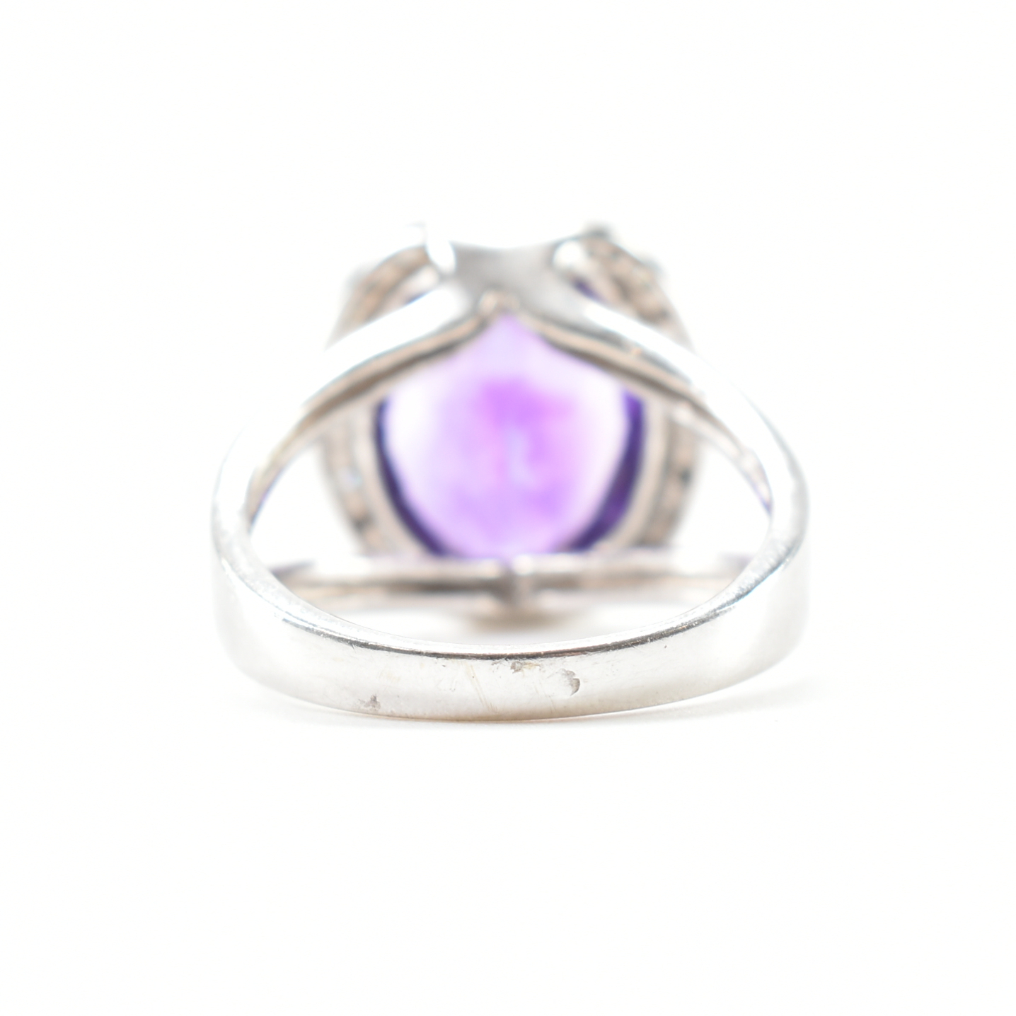 FRENCH 18CT WHITE GOLD AMETHYST & DIAMOND COCKTAIL RING - Image 3 of 9