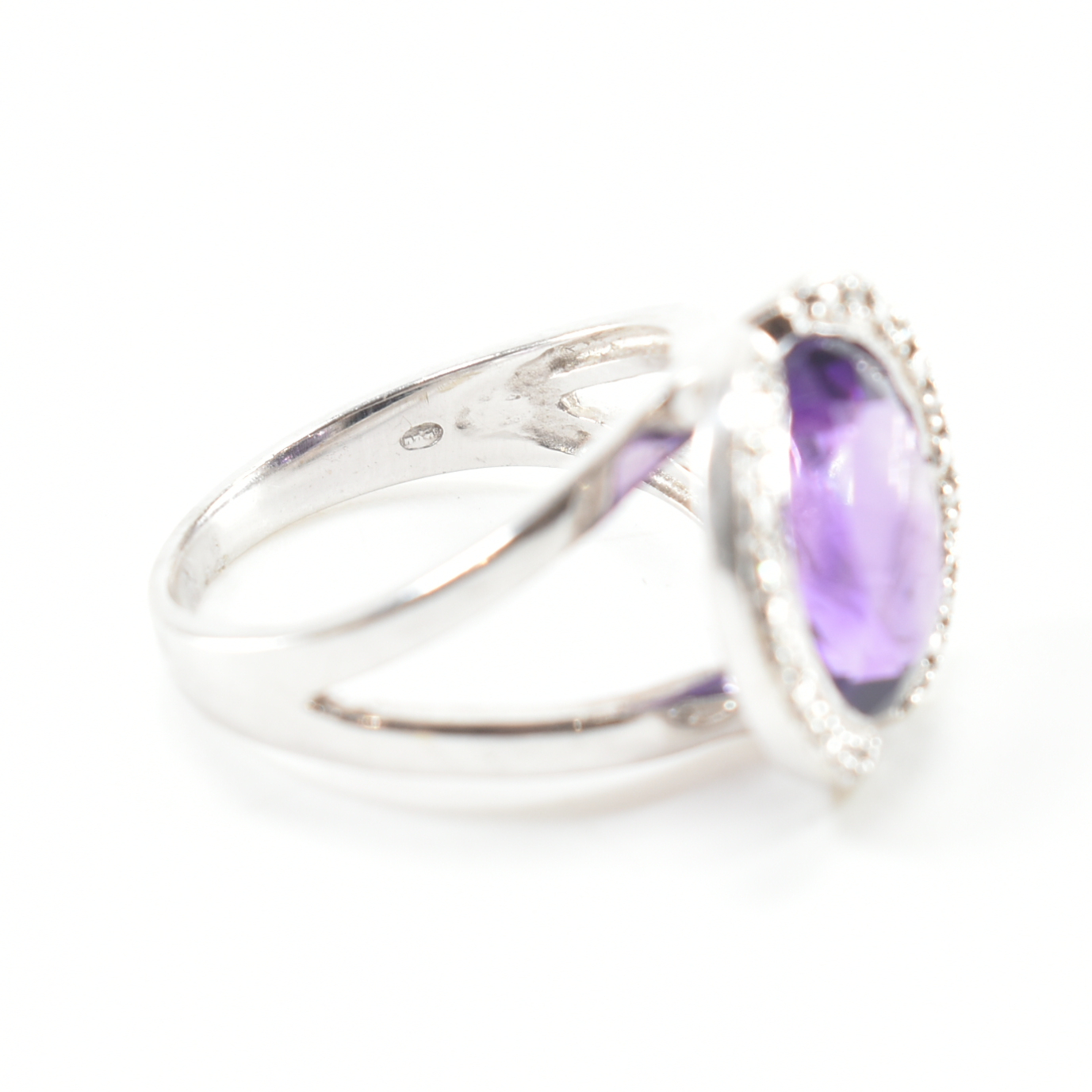 FRENCH 18CT WHITE GOLD AMETHYST & DIAMOND COCKTAIL RING - Image 8 of 9
