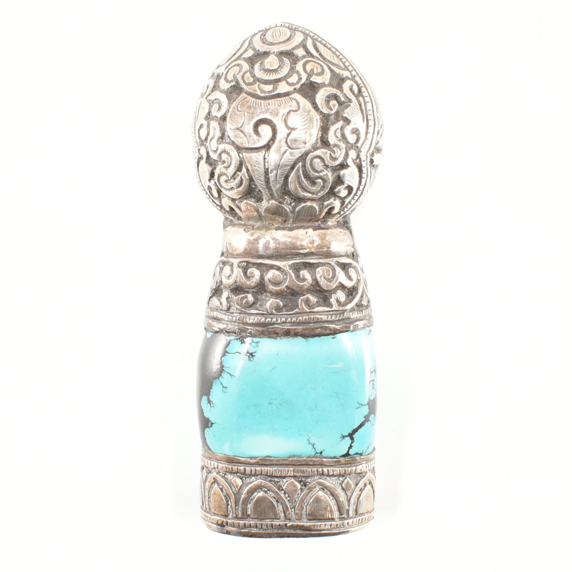 TIBETAN SILVER & TURQUOISE PERSONAL SEAL - Image 2 of 7