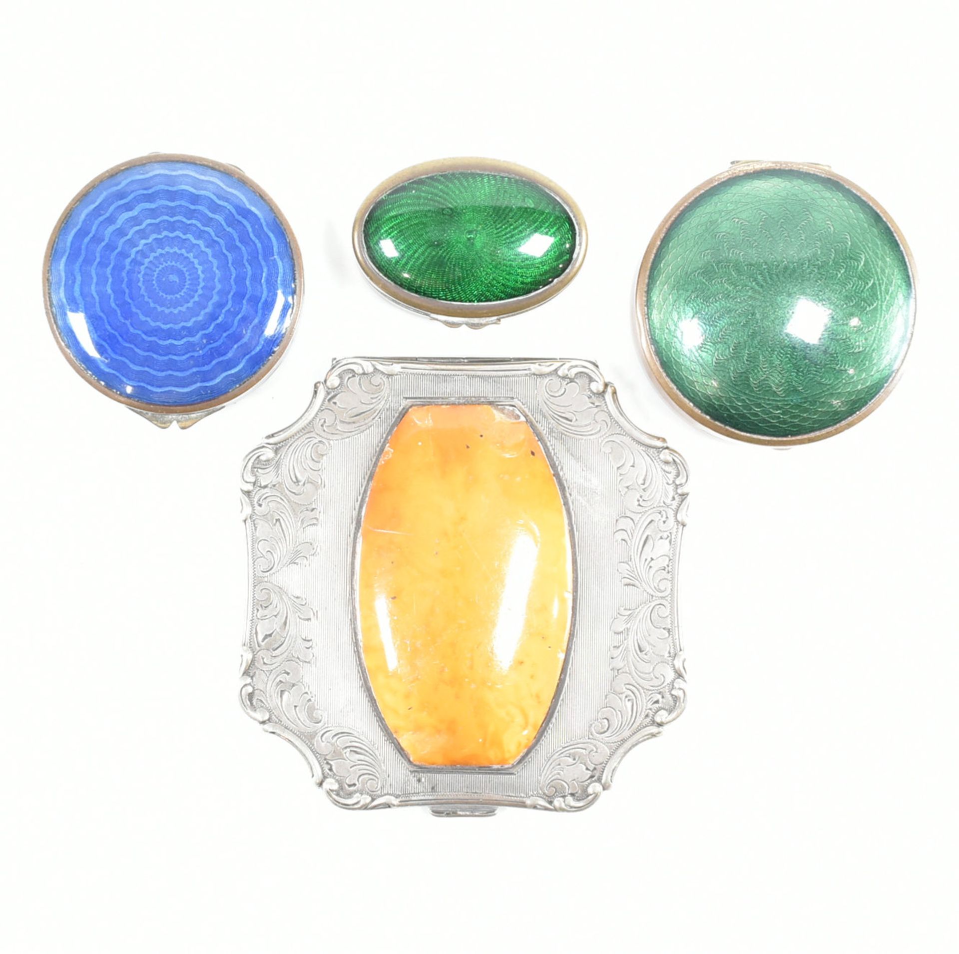 AMBER SET COMPACT & ENAMELLED PILL BOXES - Image 2 of 5