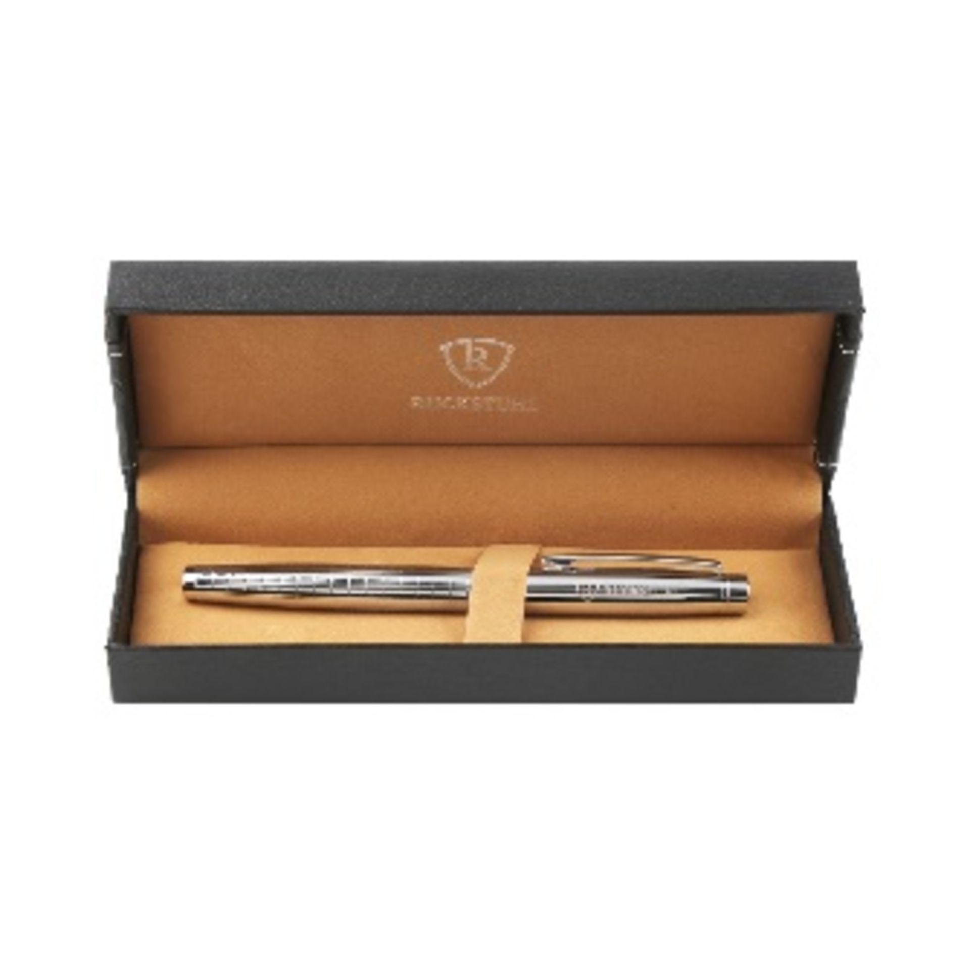 TWO RUCKSTUHL STAINLESS STEEL BALL POINT LIDDED PENS IN GIFT BOXES - Image 3 of 5