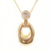 HALLMARKED 9CT GOLD & WHITE STONE NECKLACE PENDANT ON CHAIN