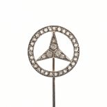 WHITE GOLD & DIAMOND CLUSTER MERCEDES-BENZ STICK PIN