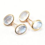 PAIR GOLD & MOONSTONE CUFFLINKS