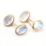 PAIR GOLD & MOONSTONE CUFFLINKS