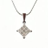 HALLMARKED 18CT WHITE GOLD & DIAMOND NECKLACE PENDANT & CHAIN