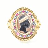 GOLD RUBY & SAPPHIRE CAMEO RING