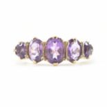 HALLMARKED 9CT GOLD & AMETHYST FIVE STONE RING