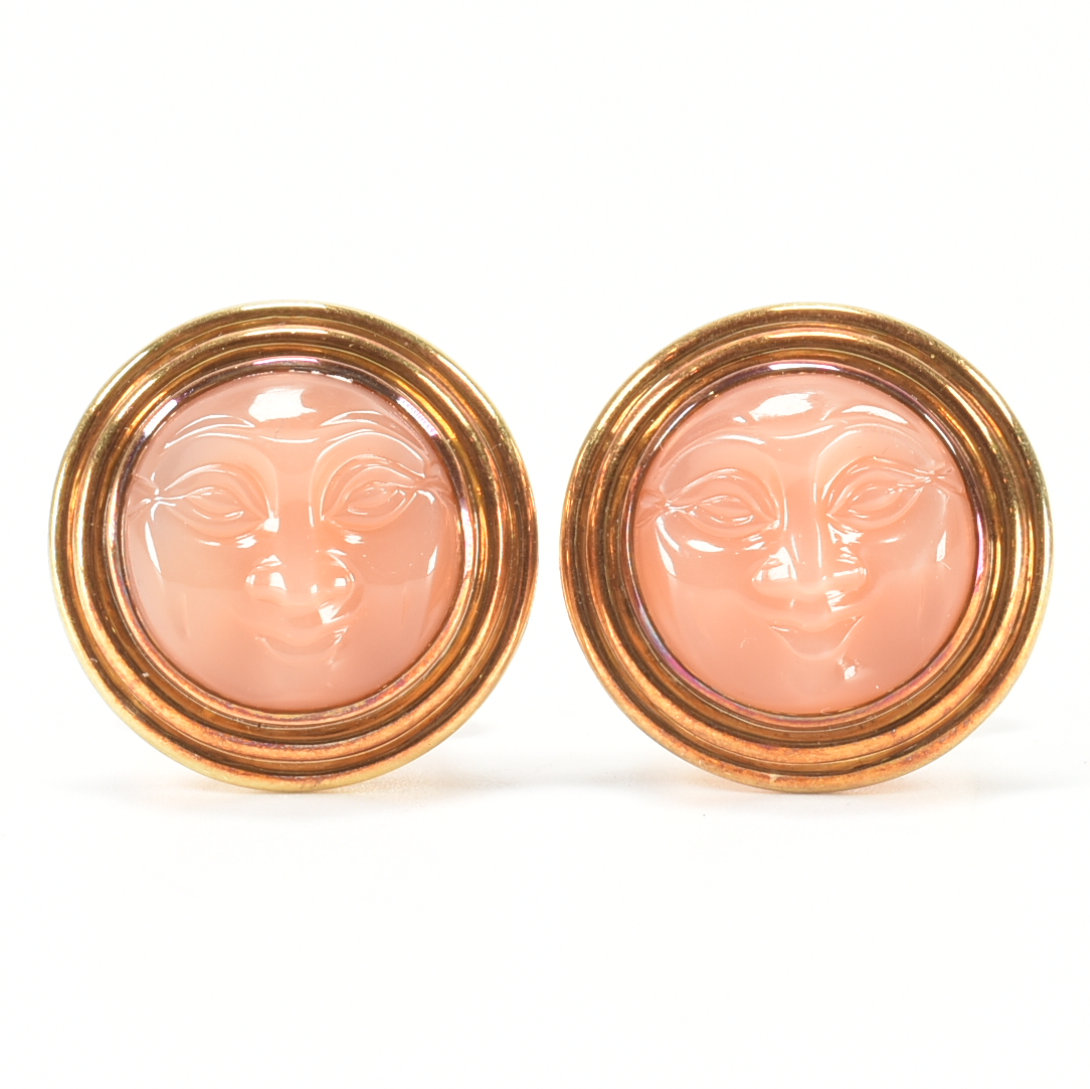 PAIR OF 18CT GOLD & MOONSTONE CUFFLINKS