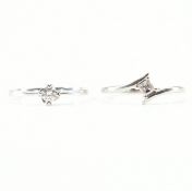 TWO 18CT WHITE GOLD & DIAMOND SOLITAIRE RINGS