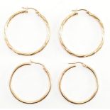 TWO PAIRS OF 9CT GOLD HOOP EARRINGS