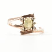 VINTAGE ROSE GOLD & CATSEYE CHRYSOBERYL CROSSOVER RING