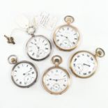 COLLECTION OF VICTORIAN & LATER HALLMARKED SILVER & GOLD PLATED POCKET WATCHES