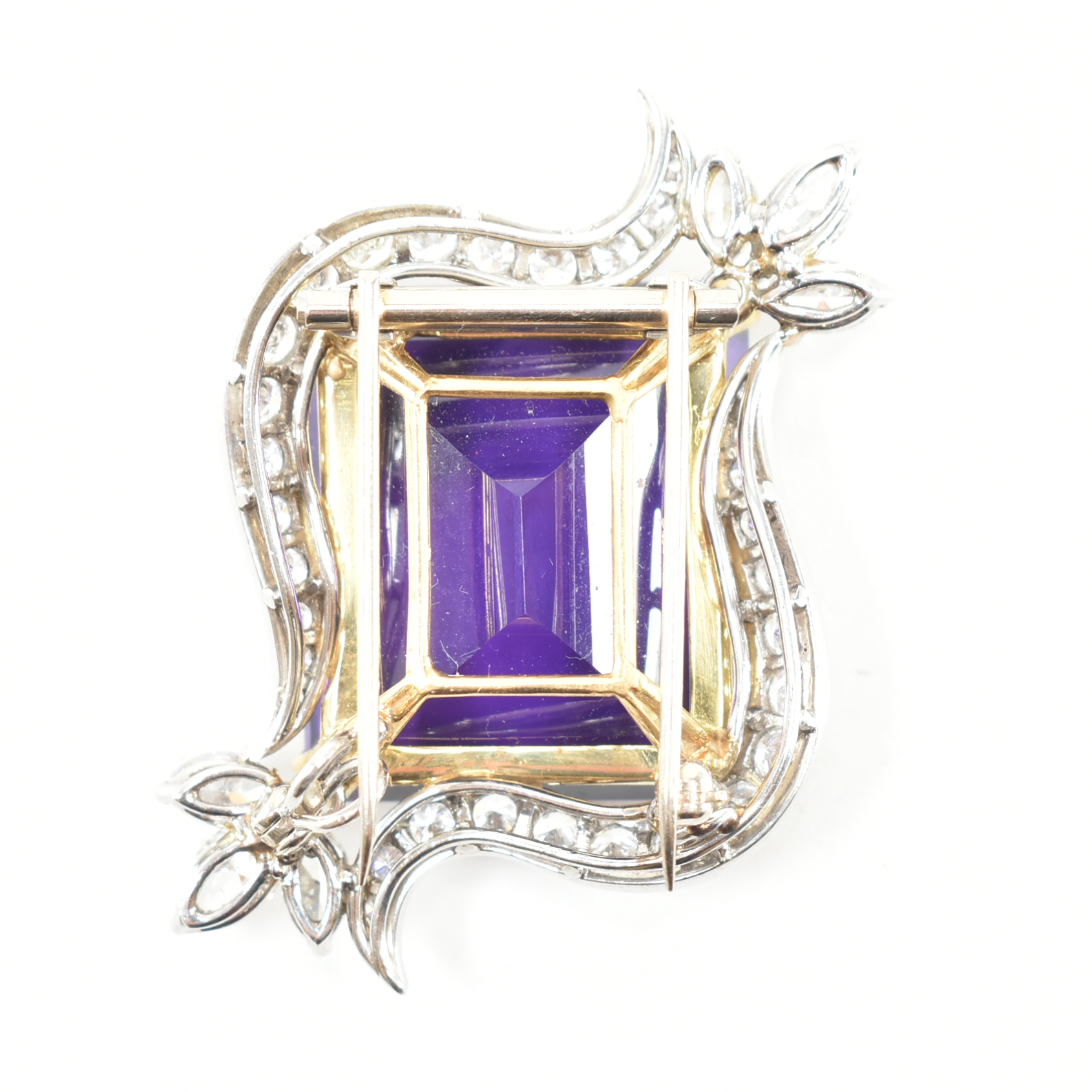 AMETHYST & DIAMOND BROOCH PIN NECKLACE PENDANT - Image 2 of 3