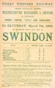 RAILWAYANA - FOOTBALL HANDBILL WOLVERHAMPTON & SWINDON 1908