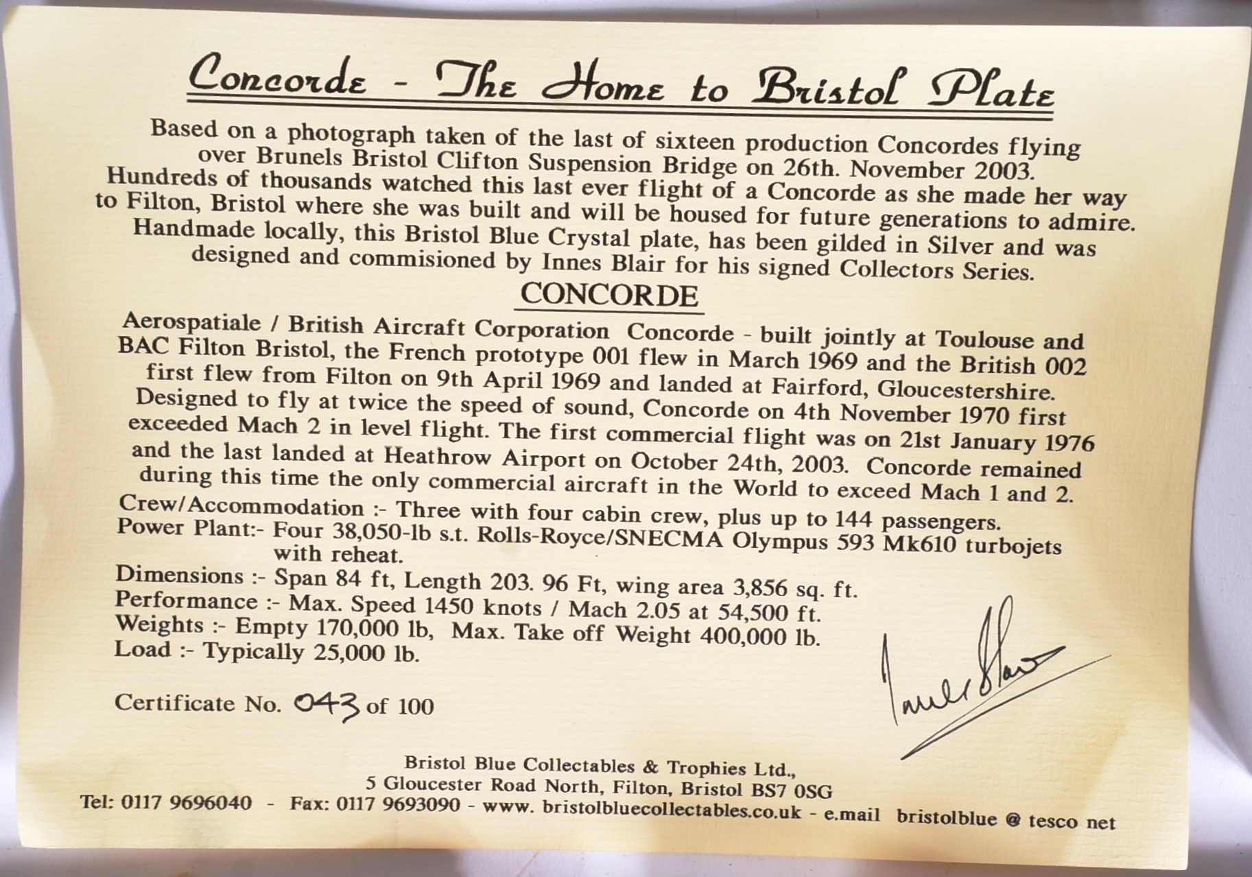 CONCORDE - COLLECTION OF ASSORTED MEMORABILIA - Image 4 of 6