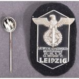 WWII SECOND WORLD WAR GERMAN LEIPZIG BREAST BADGE & SS STICK PIN