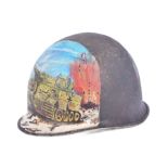 WWII SECOND WORLD WAR US M1 HELMET WITH MEMORIAL ARTWORK