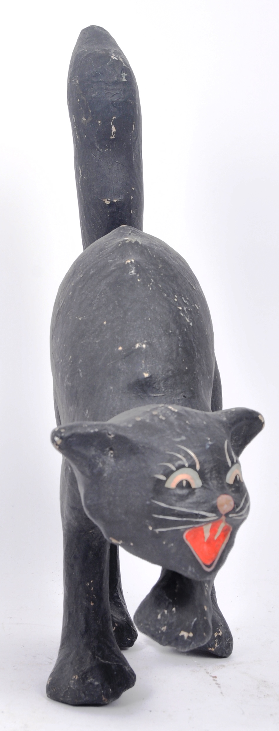 RETRO 20TH CENTURY PAPIER MACHE BLACK CAT WITH ARCHED BACK - Bild 3 aus 6