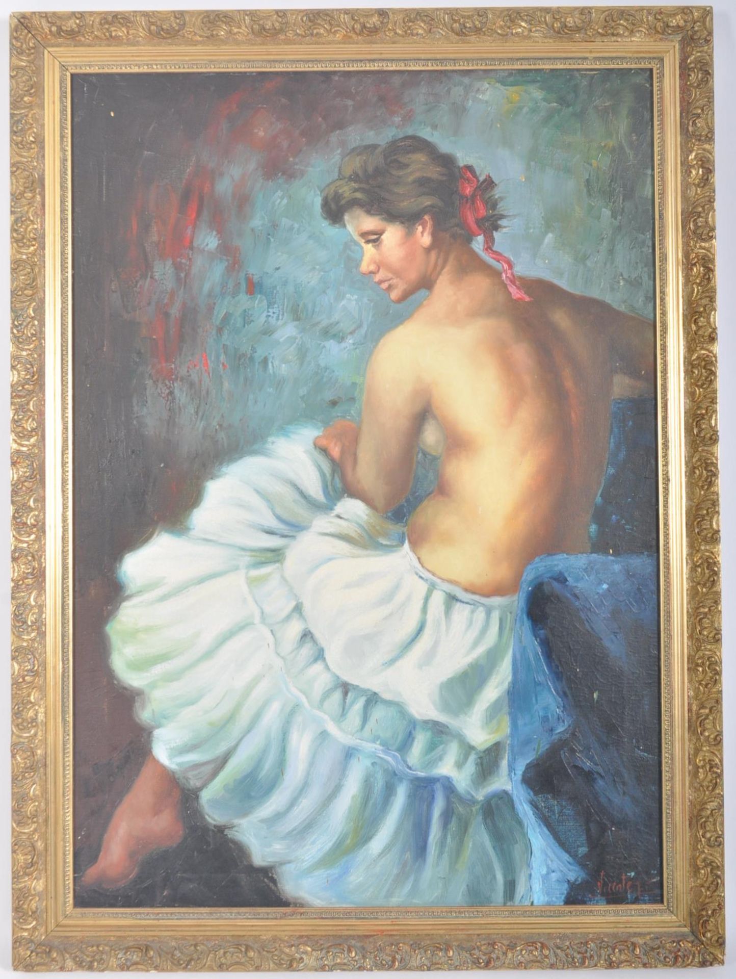 AFTER VINCENTE ROMERO - VINTAGE 1970S OIL ON BOARD PAINTING