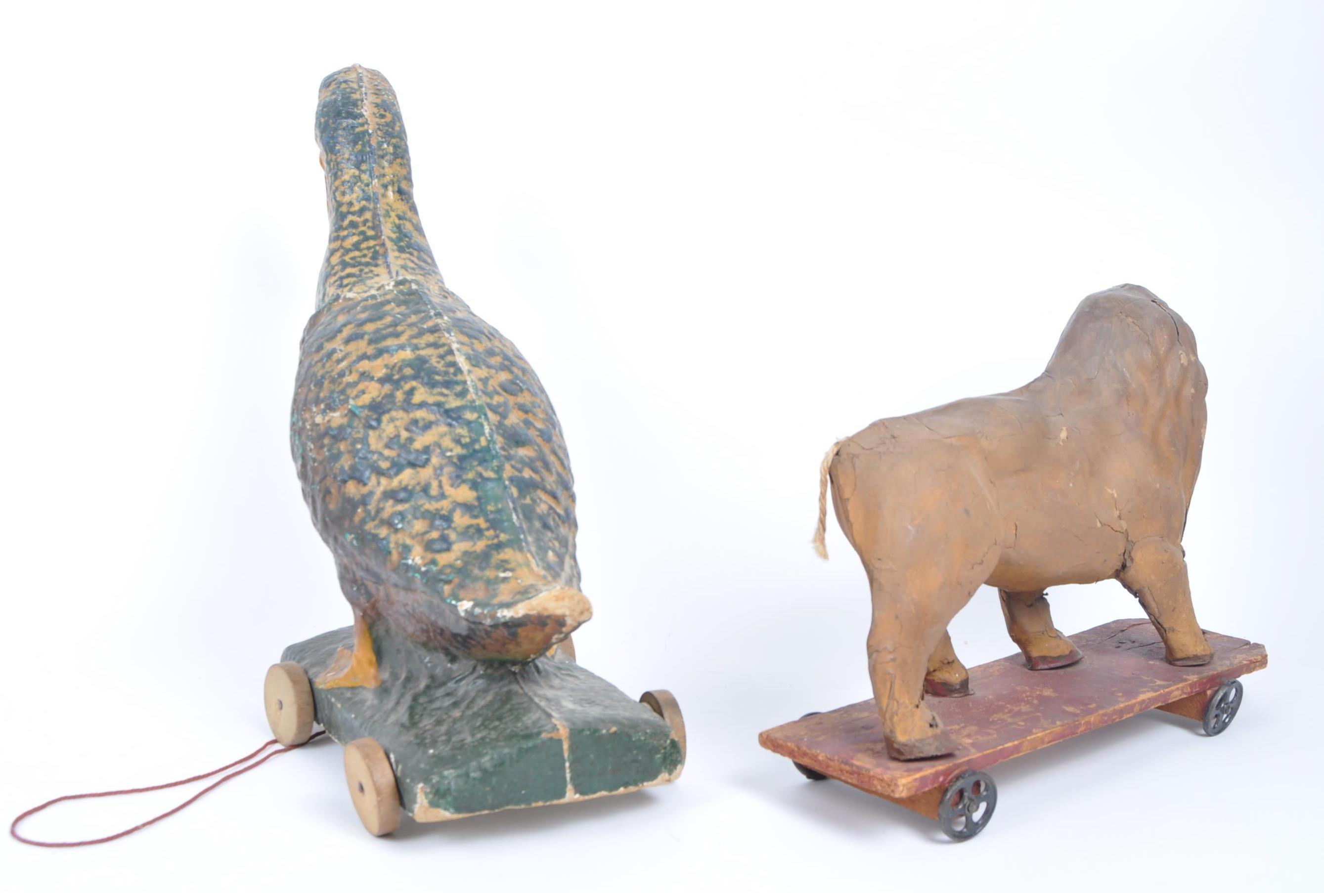 LATE 19th / EARLY 20th CENTURY ANTIQUE PAPIER MACHE LION & DUCK - Image 6 of 7